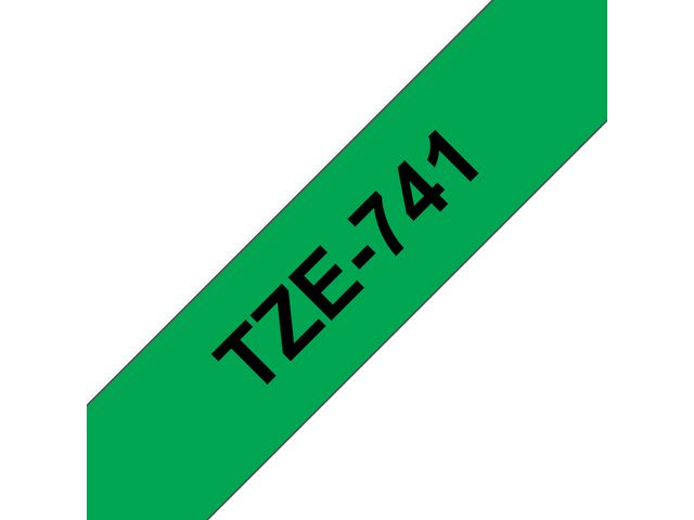 Tape BROTHER TZe-741 18mmx8m sort/grønn