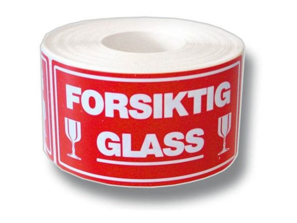Etikett Forsiktig Glass (500)